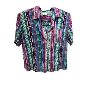 Vintage ALFRED DUNNER AZTEC PRINT BLOUSE - SIZE 18